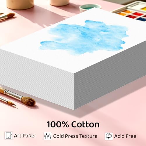94 Sheets Watercolor Paper 4x6, 140lb/300gsm Cold Press Watercolor Paper