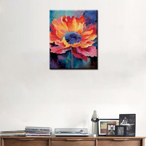 Sacred Peony Flower Paint by Number for Adult, Graffiti Painting by Number Kits On Canvas，DIY Oil Painting Acrylic Paints Painting,Living Room Decoration(Without Frame)