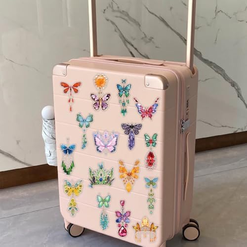50Pcs Gem Butterfly Scrapbook Stickers – Crystal Butterfly Clear Stickers for Journaling, Scrapbooking, Laptop, Art Crafts