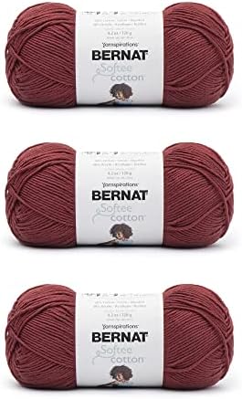 Bernat Softee Cotton Yarn for Crocheting Soft, Warm Red, 3-Pack