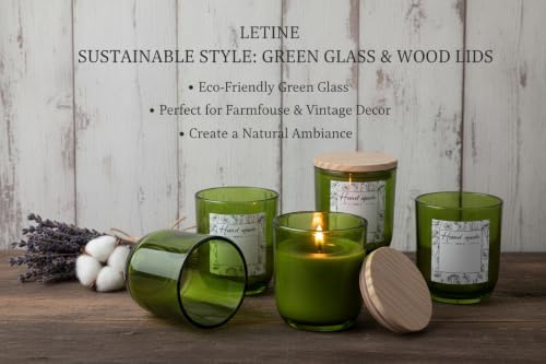 LETINE 12PCS Premium 8oz Green Glass Candle Jars with Lids - Bulk Empty Vessels for Candles, Eco-Friendly Candle Containers for Wedding Gifts & Candle Making Supplies, Ideal for Business Owners
