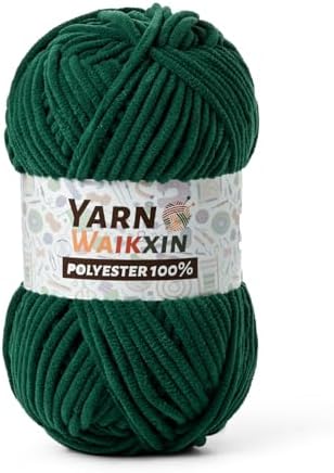 Soft Chenille Yarn for Crocheting, Fluffy Chunky Crochet Yarn for Baby Blanket, (1.76oz/65.6yds) Fuzzy Velvet Yarn for Amigurumi&DIY Puzzle、Crafts、Scarf(Dark Green)