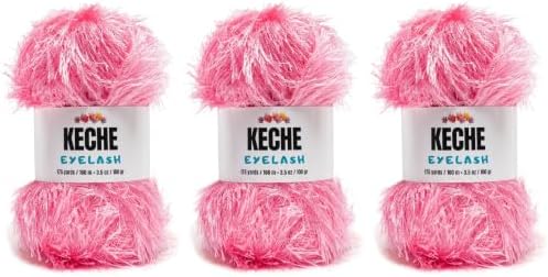 Eyelash Fun Fur Yarn - Premium Soft Crochet Yarn DIY Hand Knitting 100% Polyester 175 Yds 3.53 Oz (Pack of 3) - Baby Pink