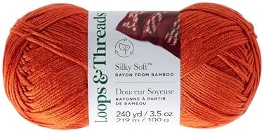 Loops & Threads Silky Soft Yarn - Yarn for Knitting, Crochet, Weaving, and Arts & Crafts - Orange, Bamboo, 3.5 oz