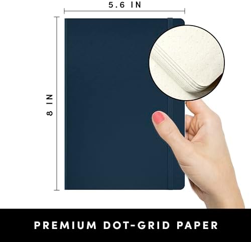 PAPERAGE Bullet Journal Kit, Dotted Journaling Set & Stationary Kit, Hardcover Dotted Journal Notebook (Navy), 12 fineliner Pens, 8 Sticker & 3 Stencil Sheets, 6 Washi Tapes