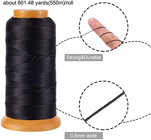 Elecrelive 601 Yards Nylon Sewing Thread Black Polyester Leather Cord
