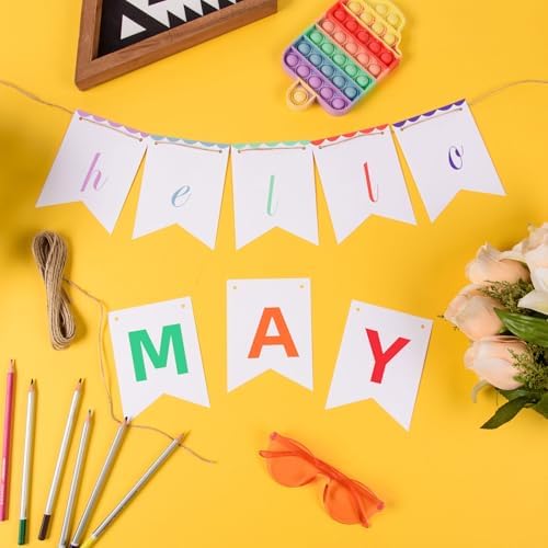 MixTeach 120 pcs Paper Banner Flags Cutouts White Swallowtail Banners Cut-Outs DIY Blank Paper Banner Die Cuts with String for School Classroom Birthday Wedding Celebration Party Supplies, 3.74 x 5 in
