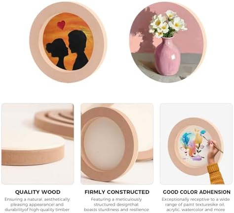 5 Pack 6x6 Inch Round Unfinished Wood Panel Boards for DIY Painting Crafts