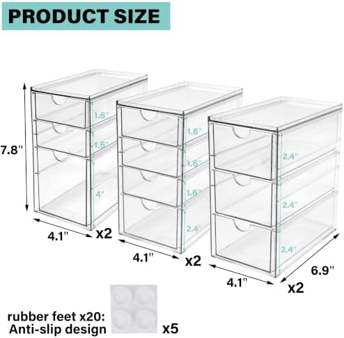 Prsildan Stackable Desk Organizers with 20 Drawers, Craft Storage Drawer