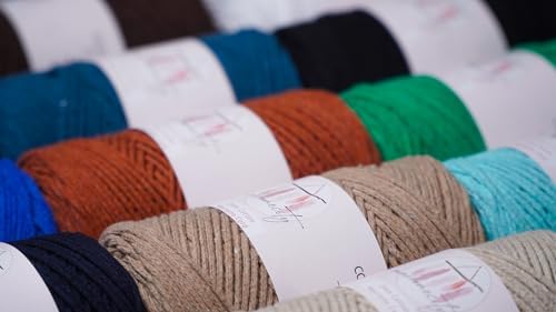 Makromecity, Cotton Macrame Cord 2mm x 195 Yards (590 feet) 2mm Recycled Cotton Crochet Yarn for Macrame Art & Crafts for Wall Hangings, Bags, Underplate, Rug (25 Colors Available) (Maroon)