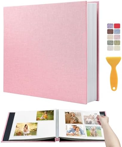 Large Photo Album 20 Sheets/ 40 Pages Self Adhesive Scrapbook Album for 4x6 5x7 8x10 Pictures DIY Photo Book as Scrapbooking Supplies, Birthday Gifts for Women Mom Wedding Baby Family Travel
