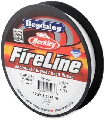 Beadalon FireLine Microfused Braided Beading Cord Thread, Crystal-6LB/125YD