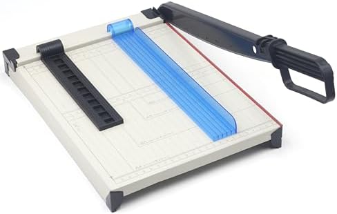 TEXALAN(R) Paper Cutter Letter Size Paper Trimmer 12” Cut Length 12 Sheet Capacity Guillotine Paper Photo Cutter with Magnet Clamp, Paper Guide, Size Guideline