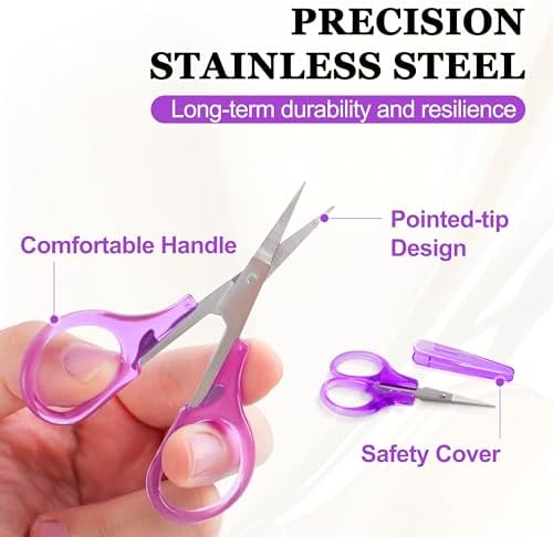 10 Pcs Small Scissors All Purpose, Stainless Steel Sharp Mini Detail Craft Scissors with Protective Cover for Embroidery, Paper Cutting, Sewing, Knitting, Crafting, 3.5" (Pack of 3)