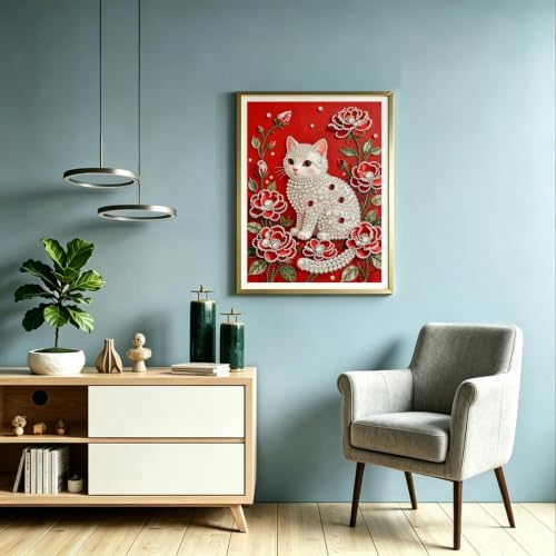 5D Cat Diamond Pearl Painting Kits for Adults,Diamond Art Kits 12 X16 In