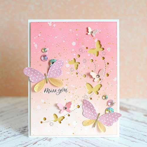 Scrapbooking Die-Cuts, Layer Frame Net Set Metal Cutting Dies for Card Making, Paper Craft Template, Background Embossing Stencils, DIY Album Décor (Butterfly Lace-5.2x11.7cm)