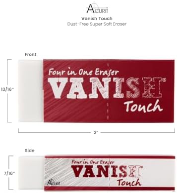 Acurit Vanish Touch Artist Eraser, Latex-Free, 24 Pack - Soft, Flexible Pencil Erasers, Sketching Supplies W/Protective Sleeve - Graphite, Charcoal, Pastel Compatible
