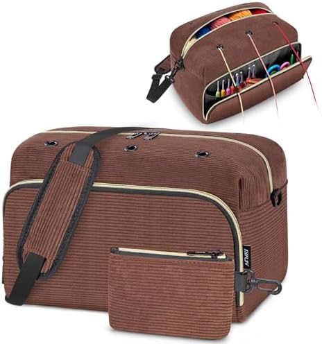 IBFUN Crochet Yarn Knitting Bag Organizer for Knit Accessories Hooks