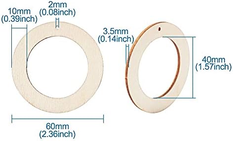 Elecrelive 30Pcs 2.3 Inch Wooden Craft Rings Unfinished Wooden Circles