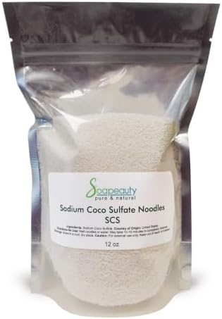 Soapeauty Sodium Coco Sulfate (SCS) Noodles | Coconut Oil Surfactant for Shampoo Bars, Soap Making, Body Wash, Cleansers & DIY Skin Care | 12 oz