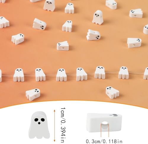 300 Pcs Halloween Ghost Polymer Clay Beads for Jewelry Making