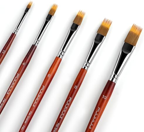 5pcs Dual-Layer Grainer Brush Set- Fuumuui Professional Synthetic Flat Comb Brushes for Unique Texture Painting Perfect for Artists Acrylic, Watercolor and Oil