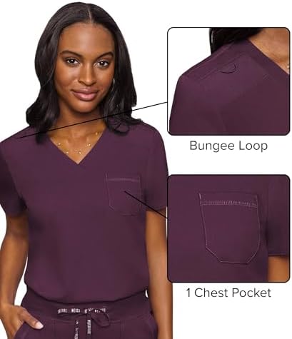 Med Couture Touch Women's Scrub Tops V-Neck Tuck-in Top with 1 Pocket