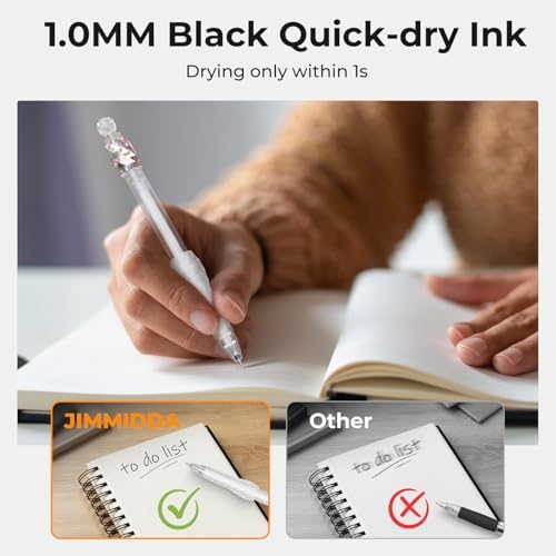 8 Pack Ballpoint Pens - 1.0mm Fidget Rotating Black Ink, No Smudge