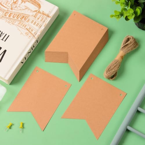 MixTeach 120 pcs Paper Banner Flags Cutouts Brown Swallowtail Banners