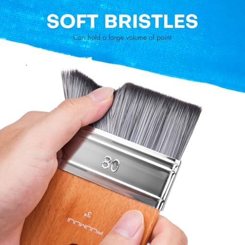 4pcs Flat Paddle Paint Brush Set, Fuumuui Scale Brushes, Large Paint Brush, Wide Flat Paint Brushes with Short Handle for Oil and Acrylic Paints(1'', 2'', 3'', 4'')