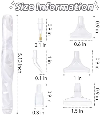 RaySoar Diamond Painting Art Drilling Dot Pen with Tips Nibs Placers Tool Accessories for Adults, Gem Rhinestone Picker Stylus Clear White