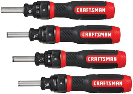 CRAFTSMAN Ratcheting Screwdriver,SpeedDrive,2” Double Ended Bits Included,Handle Holds Up To 6 Bits (CMHT68129),(Pack of 4)