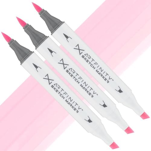 Artfinity Sketch Markers - Set of 3 - Lychee RV3-1, Vibrant, Professional, Dye-Based Alcohol Markers for Artists, Drawing, Travel, & More