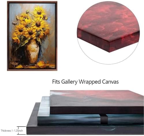 Floating Frames for Canvas, Wood-Look Frames for 1.25" Thick Canvas Paintings, Floater Frame Kit Available in 50 Sizes and 4 Colors for Room Wall Decor and Art Decor (16x20inch Black 1-Pack)