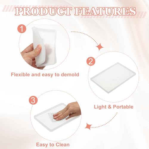 MECCANIXITY 2 Pcs Coaster Silicone Casting Mould, 11.7x8cm/4.68x3.2in Rectangle Shape Epoxy Casting Resin Mould Tools for Resin Coaster Home Decor DIY Craft Handmade Colorful Amber Handicraft