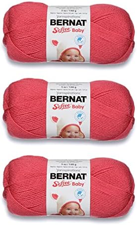 Bernat Softee Baby Yarn for Crocheting Soft, Soft Red, 3-Pack