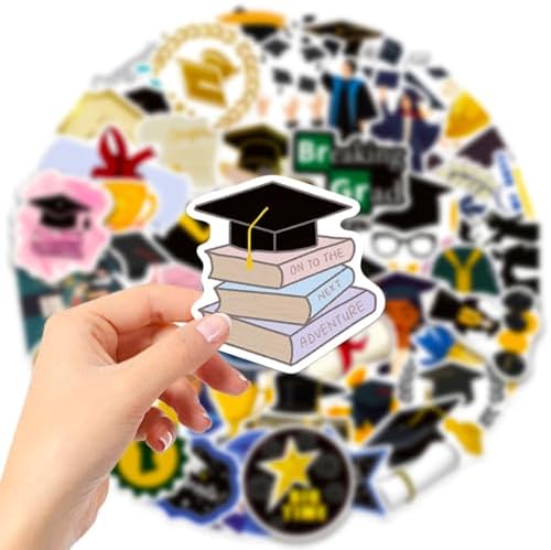 Graduation Stickers 2026, College Stickers, 100 Pcs Class of 2026 Stickers for Graduation Decorations, Graduation Party Decorations 2026, Waterproof Vinyl Stickers for Water Bottle, Laptop, Skateboard