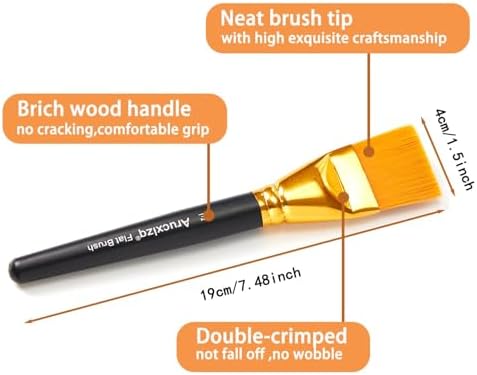 1 1/2 Inch Flat Paint Brushes 6Pcs - Large Acrylic, Oil & Watercolor Paint Brushes with Wooden Handle - Professional Artist Brush Set for Base Coating, Canvas, Crafts(6Pieces)