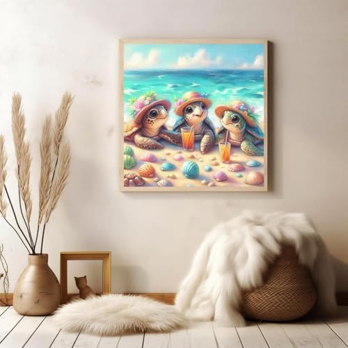 Turtle Diamond Art Kits for Adults Beginners, Diamond Painting Kit 14x14 in | Diamond Painting Kits for Adults Beginners, Gem Art, 5D Full Drill, DIY Arts and Crafts for Gift Home or Decor