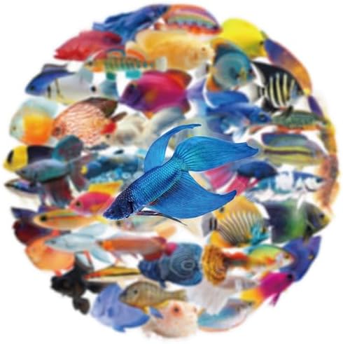 50 Pcs Clear PET Fish Aesthetic Stickers for Scrapbooking Journaling Junk Journal Scrapbook Supplies - Waterproof Transparent Fishing Decals for Resin Crafts Decorative Art Crafts (Fish)