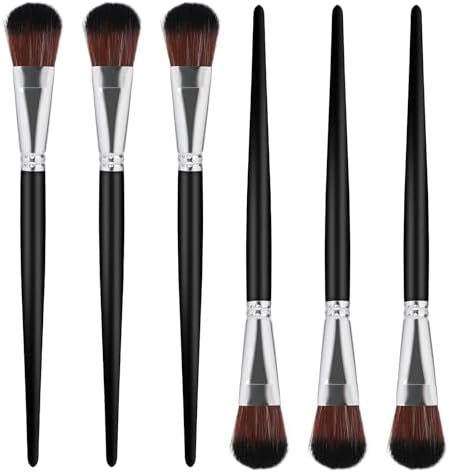 1 Inch Mop Brush for Acrylic Painting, 6 PCS Blending Brush for Acrylic Painting with Short Wooden Handle, Oval Blending Brushes Oil Paint Brushes for Watercolor, Acrylic, Gouache, Face Body (Black)