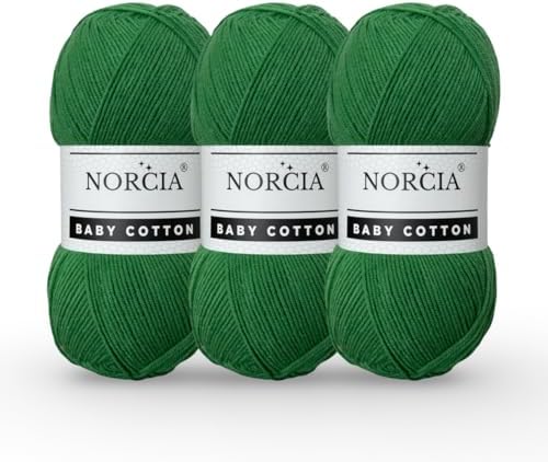 Baby Cotton, 55% Cotton 45% Acrylic Yarn, Fine/Sport (2) for Crochet and Knitting, Soft Amigurumi Yarn, 100 gr (361 yds)