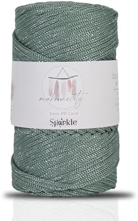 Makromecity Sparkle Polypropylene Macrame Cord 3mm x 131 Yards (394 feet) Premium Polyester Macrame Cord for Macrame Art & Crafts for Wall Hangings, Bags, Underplate, Rug