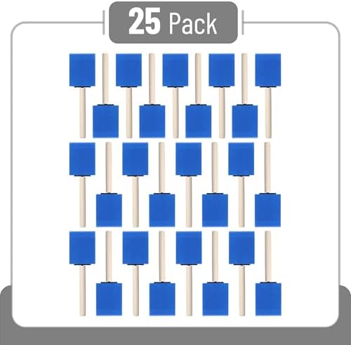 Bates- Foam Paint Brushes 2 Inch, 25 Pack, Blue 2 Inch Foam Brushes for Painting with Lightweight Wooden Handles