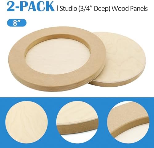 Falling in Art 2 Pack 8'' Unfinished Round Birch Wood Panels
