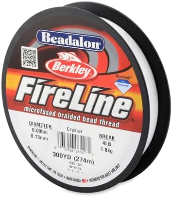 Beadalon FireLine Microfused Braided Beading Cord Thread, Crystal-4LB/300YD