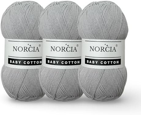 Baby Cotton, 55% Cotton 45% Acrylic Yarn, Fine/Sport (2) for Crochet and Knitting, Soft Amigurumi Yarn, 100 gr (361 yds)