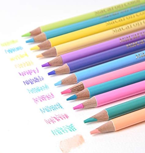 12 Macaron Colored Pencils Oil Based, Pre-sharpened Wooden Color Pencils