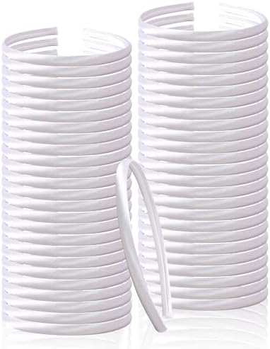 50Pcs White Thin Fabric Headbands Blank DIY Hoops Bulk Women Girl
