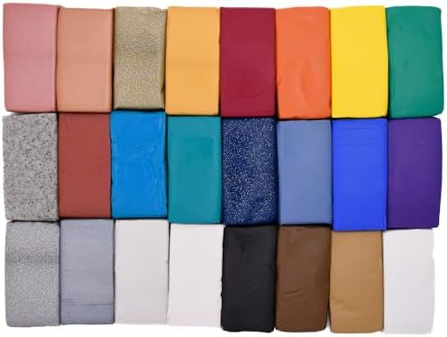 Sculpey: Multipack - Premo + Souffle - 24 Unique Color-Glitter Bars, Sampler Pack, Non-Toxic, Sculpt-Model Projects, Adult Arts-Crafts Supplies | Non-Toxic Oven-Bake Polymer Clay for Jewelry Making, Caning & DIY Crafts - Flexible, Suede and Satin Finishes
